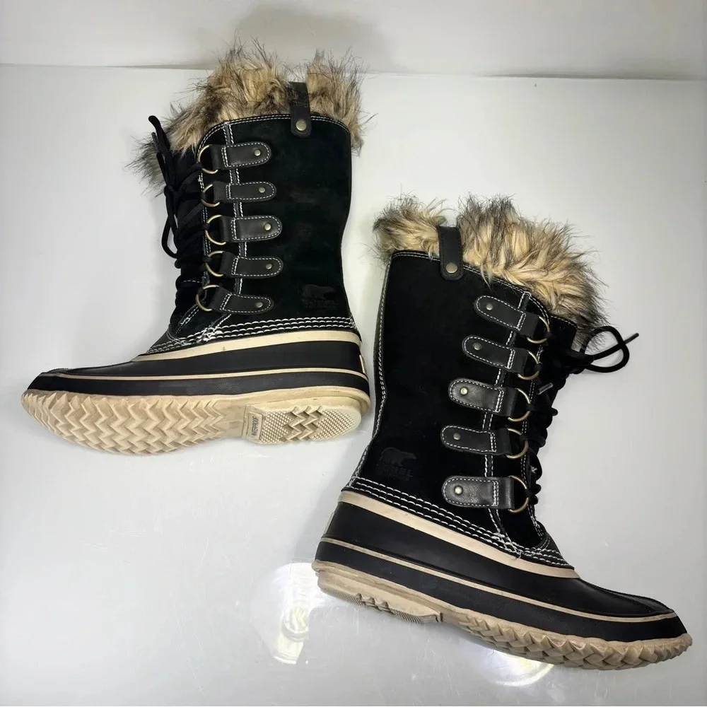 Sorel Black Waterproof Joan Of Arctic Lace Up Boots Size 7